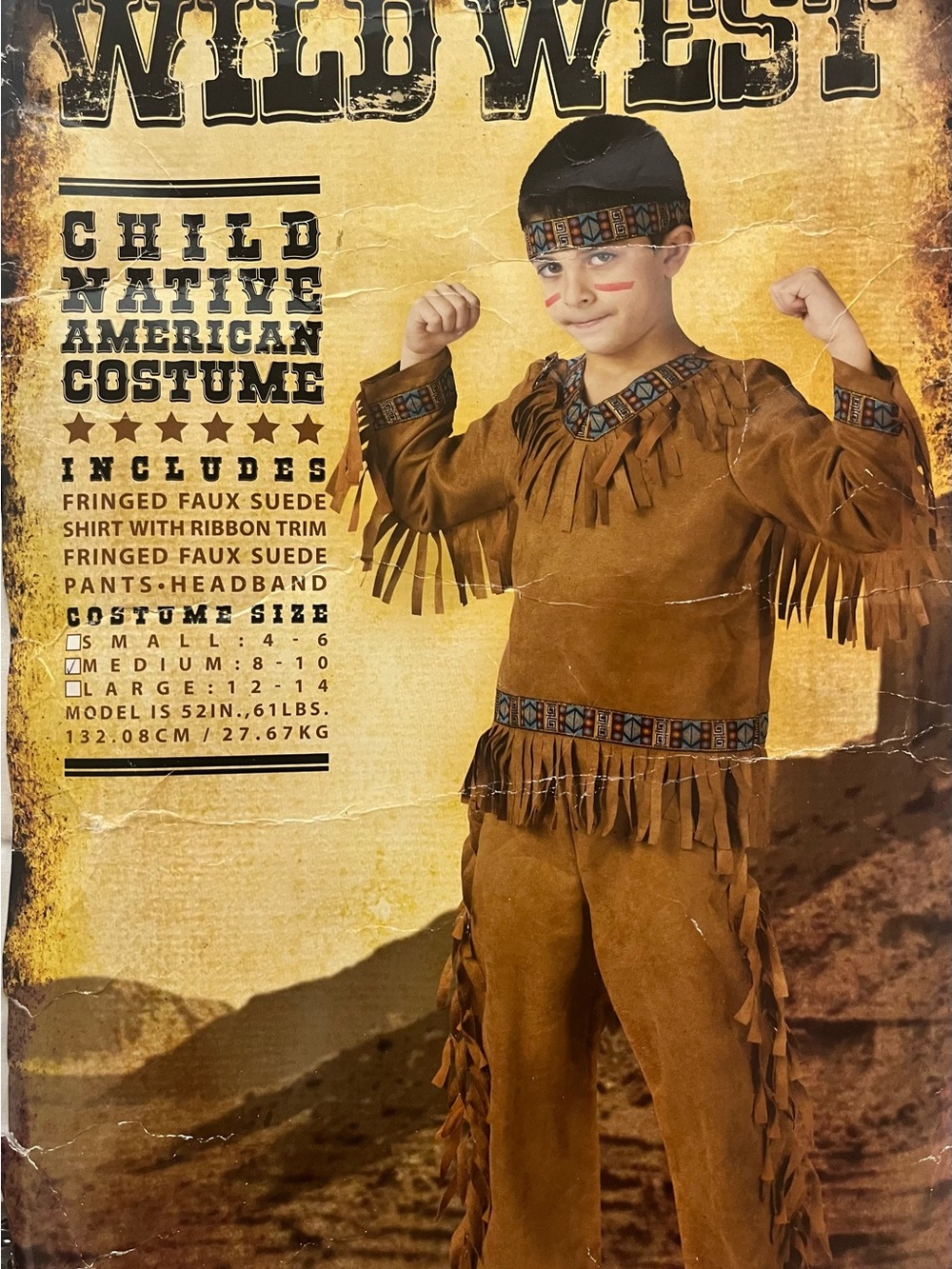 Native American  child Halloween Costume by Fun World -Size Medium